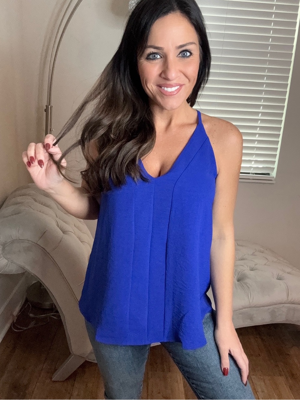 Jess Lea Sleeveless V-Neck Camisole in Bright Blue